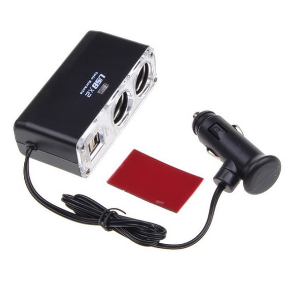 Compatible With Motorola Moto G7 Power Play - Car Lighter Socket Splitter 2-Port Charger Adapter Dual USB Ports Black Power Multi Outlet V9O