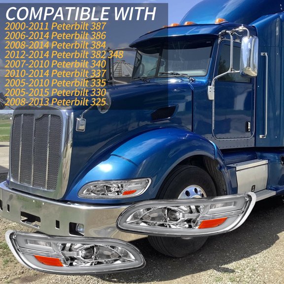 Compatible With Peterbilt 337/386/387 LED Headlight Assembly Chrome Facelift Models
