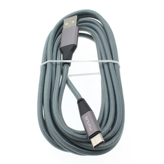 Compatible With Samsung Galaxy S10e S10+ S10 - Gray Braided 10ft Long Type-C Cable Rapid Charger Sync USB Wire USB-C Power Data Transfer Cord L8Z