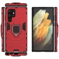 thumbnail image 1 of Compatible With Samsung Galaxy S21 Ultra Phone Case Military Grade Drop Protection Hard PC Soft TPU Rugged Design Holder[Hidden Kickstand] Anti-Scratch Anti-Fingerprint Phone Case,Red, 1 of 6