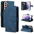thumbnail image 1 of Compatible With Samsung Galaxy S22 Wallet Case Full Coverage Dustproof Dual Layer Card Pockets Kickstand Crossbody Lanyard Shockproof Synthetic Leather Lightweight Luxury Phone Cover,Blue, 1 of 12