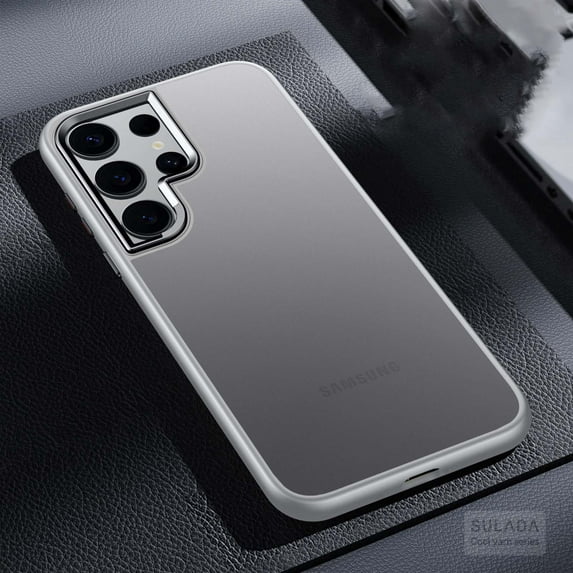 Compatible With Samsung Galaxy S24 Ultra Phone Case,Frosted Translucent,Metal Button Design,Shockproof Rugged Anti-fall Ultra Slim Thin Fit Phone Case Cover For Samsung Galaxy S24 Ultra,Gray