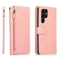thumbnail image 1 of Compatible With Samsung Galaxy S24 Ultra Wallet Case Full Coverage Metal Zipper and Buttons Design Dual Layer Kickstand Card Pocket Slim & Lightweight Shockproof Wrist Strap Phone Case,Rosegold, 1 of 12