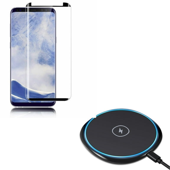 Compatible With Samsung Galaxy S9 - Matte Tempered Glass Screen Protector Anti-Glare w 7.5W and 10W Fast Wireless Charger Charging Ultra Slim Pad