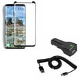 thumbnail image 1 of Compatible With Samsung Galaxy S9 - Tempered Glass Screen Protector 5D w 24W USB Adaptive Fast Car Charger Coiled Type-C Cable, 1 of 11
