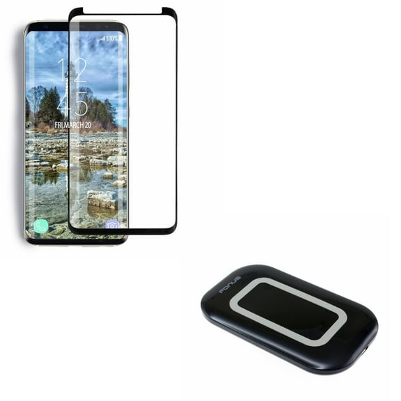 Compatible With Samsung Galaxy S9 - Tempered Glass Screen Protector 5D w Ultra Slim Wireless Charger 10W Fast Charging Pad