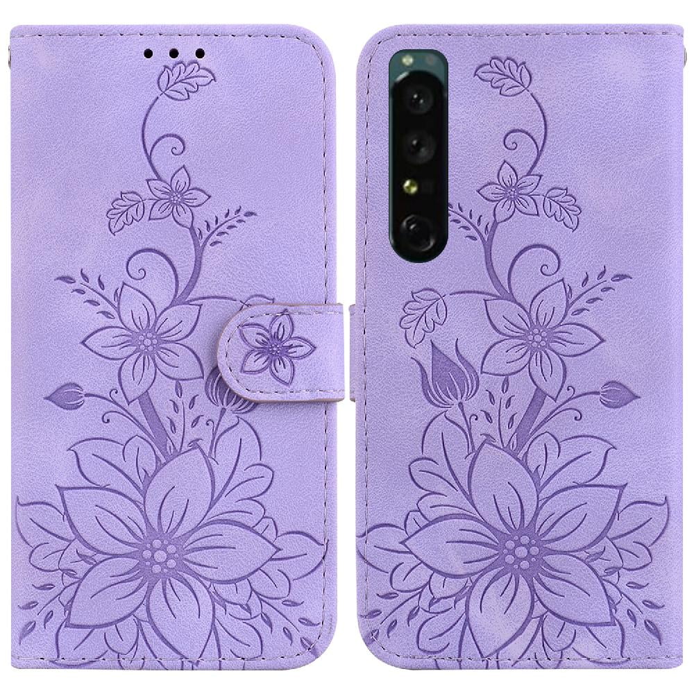 Compatible With Sony Xperia 1 IV Case Embossed Lily Kickstand Card ...