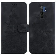 Compatible with Xiaomi Redmi 9 Case Wallet Card Holder Kickstand Embossed Lily Magnetic
