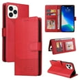 thumbnail image 1 of Compatible With iPhone 12 Pro/12 Wallet Case 360° Protection Dustproof Card Pocket Magnetic Closure Card Slots Kickstand Shockproof Full Coverage PU Leather Folio Phone Cover,Red, 1 of 12