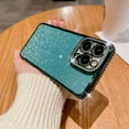 thumbnail image 1 of Compatible With iPhone 13 Pro Case Glitter Powder Bling Rhinestone Sparkle Shiny Bumper Design Soft Silicone Luxury Fashion Protective Shockproof Phone Case for Women or Girls,Green, 1 of 1