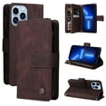 thumbnail image 1 of Compatible With iPhone 13 Pro Max Wallet Case Full Coverage Dustproof Dual Layer Card Pockets Kickstand Crossbody Lanyard Shockproof Synthetic Leather Lightweight Luxury Phone Cover,Brown, 1 of 18