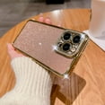 thumbnail image 1 of Compatible With iPhone 14 Pro Max Case Glitter Powder Bling Rhinestone Sparkle Shiny Bumper Design Soft Silicone Luxury Fashion Protective Shockproof Phone Case for Women or Girls,Gold, 1 of 1
