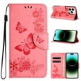 thumbnail image 1 of Compatible With iPhone 14 Pro Wallet Case Full Coverage 360° Protection Dustproof Card Pocket Kickstand Butterfly Pattern Shockproof Magnetic Closure Luxury Folio Phone Cover,Pink, 1 of 8