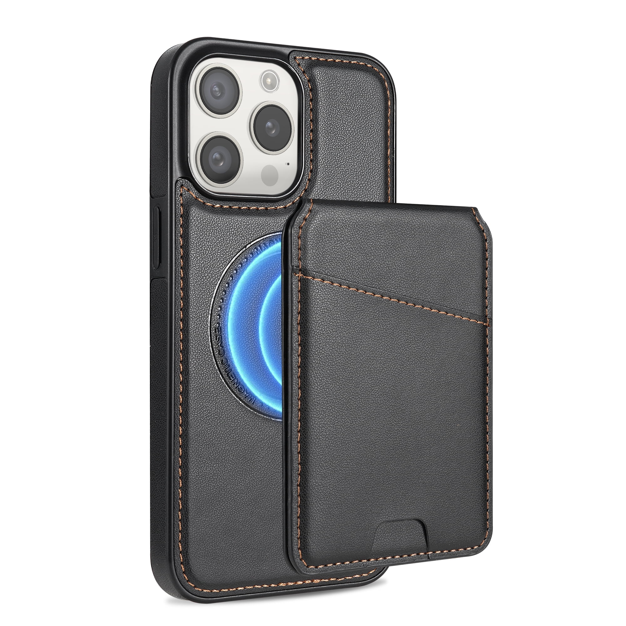 ELEHOLD For IPhone 17 Pro Max Magnetic Wallet Case, PU Leather 2-in-1 Detachable Card Slots Flip Kickstand Shockproof Cover Green