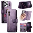 thumbnail image 1 of Compatible With iPhone 15 Pro Max Wallet Phone Case,With Ring Holder,Card Slots,Zipper Pocket,PU Leather Flip Folding Kickstand,Shockproof Rugged Anti-fall Retro Phone Case Cover,Purple, 1 of 7