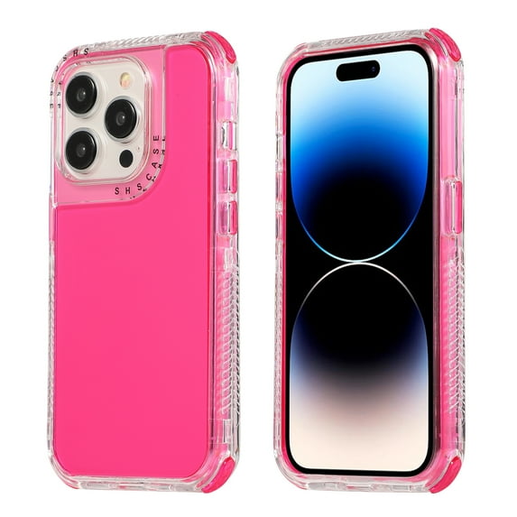 Compatible With iPhone 15 Pro Phone Case Thickened Edges Protection Shock-absorbent Anti-Scratch Solid Color Lightweight Plain Semi Transparent Phone Cover for iPhone 15 Pro,Rose