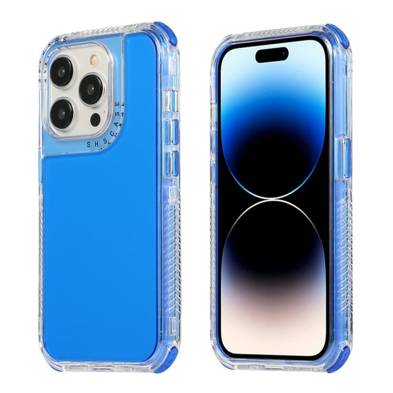 Compatible With iPhone 15 Pro Phone Case Thickened Edges Protection Shock-absorbent Anti-Scratch Solid Color Lightweight Plain Semi Transparent Phone Cover for iPhone 15 Pro,Blue