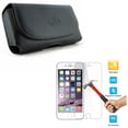 thumbnail image 1 of Compatible With iPhone 8 7 6S 6 - Black Leather Phone Case w Anti-Glare Tempered Glass Screen Protector Matte Anti-FingerPrint, 1 of 11