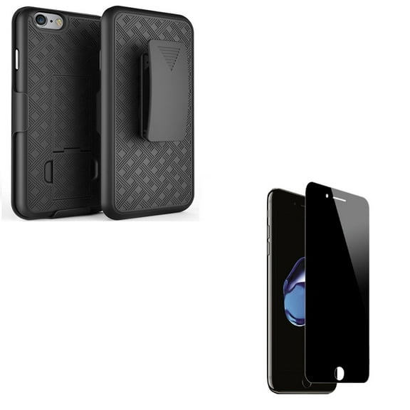 Compatible With iPhone 8 7 - Hard Shell Combo Case Kick-stand w 3D Tempered Glass Anti-Peep Privacy Screen Protector