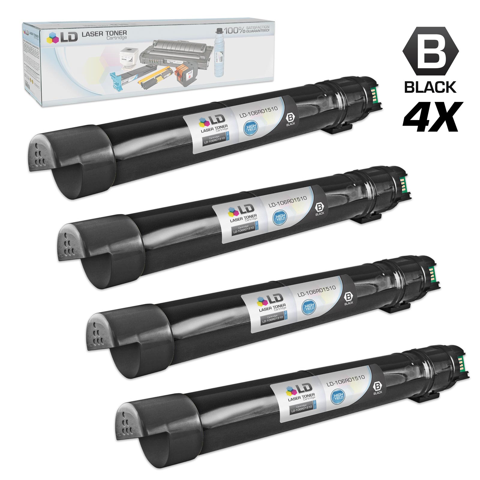 Compatible Xerox 106R01510 Set of 4 High Yie Black Solid Cartridges for the Phaser 6700 - image 1 of 1
