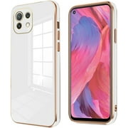 Compatible with Xiaomi Mi 11 Lite Case Silicone Shockproof Xiaomi Mi 11 Lite 5G Phone Case Anti-Scratch Ultra Thin Plating TPU Cases Xiaomi Mi 11 Lite, White
