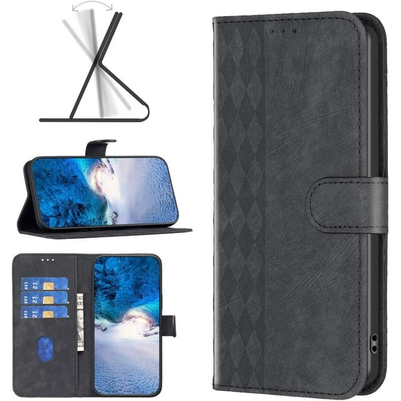 Compatible with Xiaomi Redmi 9A Flip PU Leather Case,Compatible with Xiaomi Redmi 9AT M2006C3LVG / Redmi 9A M2006C3LI M2006C3LC / Redmi 9i M2006C3LII Phone Case Cover Black
