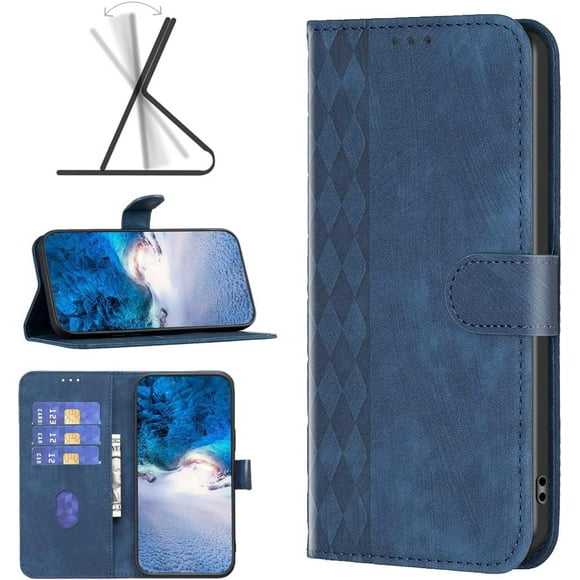 Compatible with Xiaomi Redmi 9A Flip PU Leather Case,Compatible with Xiaomi Redmi 9AT M2006C3LVG / Redmi 9A M2006C3LI M2006C3LC / Redmi 9i M2006C3LII Phone Case Cover Blue