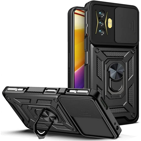 Compatible with Xiaomi Redmi K40 Game Bracket Shell,with Slide Camera Lens Cover Compatible with Xiaomi Poco F3 GT 5G MZB09C6IN M2104K10I / K40 Gaming M2012K10C M2104K10AC Case Black