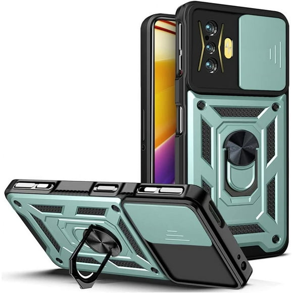 Compatible with Xiaomi Redmi K40 Game Bracket Shell,with Slide Camera Lens Cover Compatible with Xiaomi Poco F3 GT 5G MZB09C6IN M2104K10I / K40 Gaming M2012K10C M2104K10AC Case Green