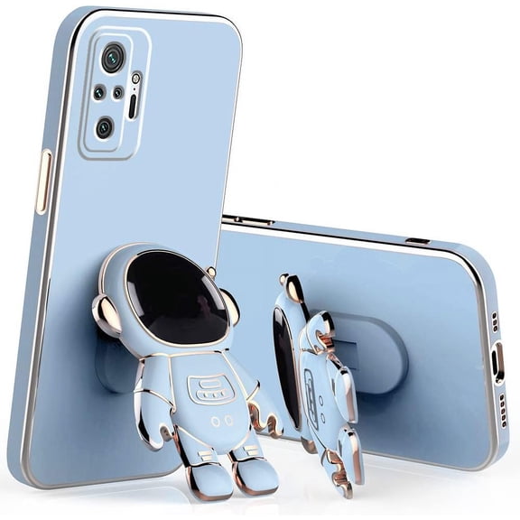 Compatible with Xiaomi Redmi Note 10 Pro Case Silicone TPU Plating, Xiaomi Redmi Note 10 Pro Cases Cute Astronaut Pattern Phone Case with Stand (Blue)