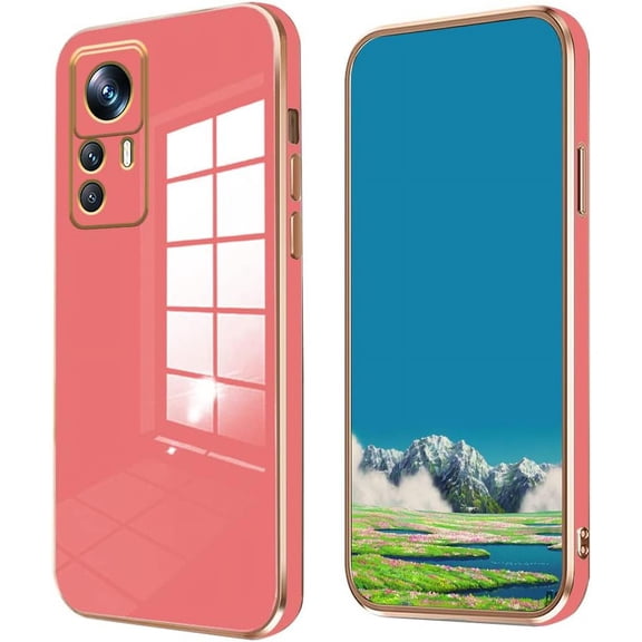 Compatible with Xiaomi Redmi Note 12S Case for Women, Ultra Soft Shockproof Cute Plating Electroplate Protective Case TPU Bumper Phone Case for Redmi Note 12S (Camellia Red)