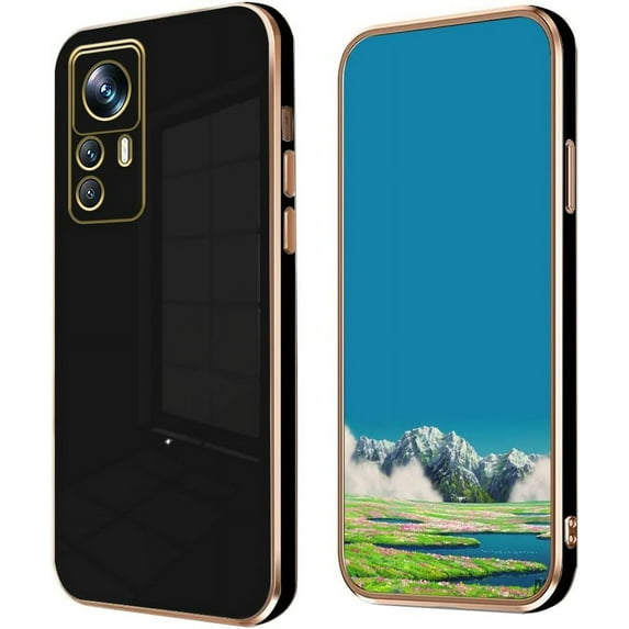 Compatible with Xiaomi Redmi Note 12S Case for Women, Ultra Soft Shockproof Cute Plating Electroplate Protective Case TPU Bumper Phone Case for Redmi Note 12S (Black)