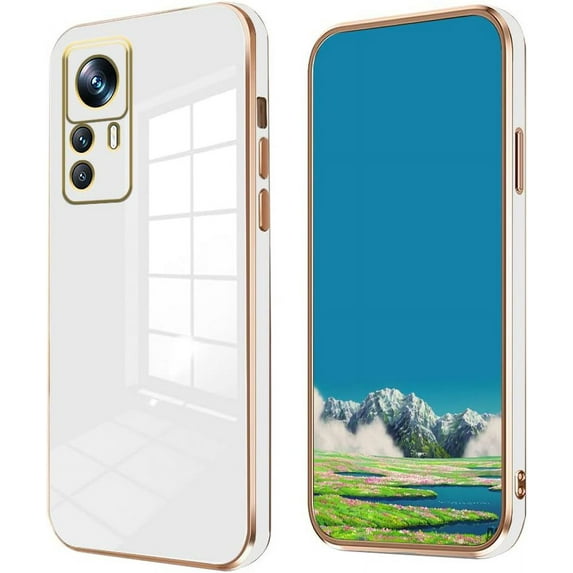Compatible with Xiaomi Redmi Note 12S Case for Women, Ultra Soft Shockproof Cute Plating Electroplate Protective Case TPU Bumper Phone Case for Redmi Note 12S (White)