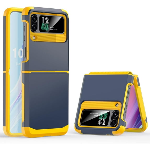 Compatible with Z Flip 5 Case with Hinge Protection,Samsung Flip 5 Heavy Duty Shockproof Full Body Protective Plating Phone Case Cover for Galaxy Z Flip 5 5G(2023)-Silver