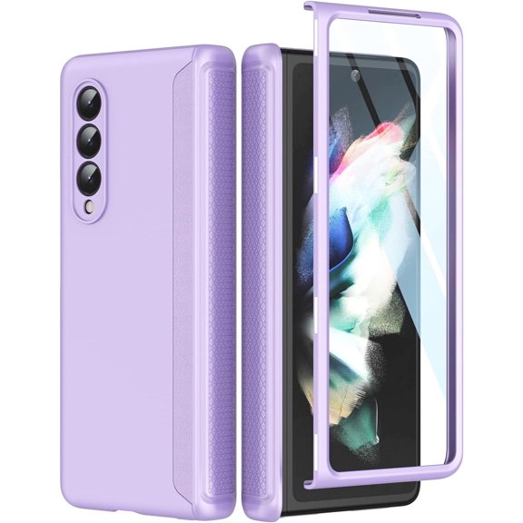 Compatible with Z Fold 3 case (with hinge protection, screen protector, frosted hard shockproof full body protection) for Samsung Galaxy Z Fold 3 5G,Red