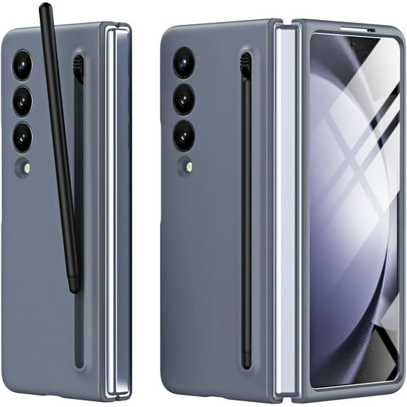 Compatible for Z Fold 4 Phone Case with Slim S Pen, Galaxy Z Fold 4 Case S Pen Fold Edition, Ultra-Thin Silky Liquid PC Matte Bumper Cover Case for Samsung Galaxy Z Fold4 5G 2022 Dark Gray