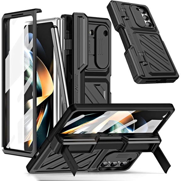 Compatible for Z Fold 5 Case with S Pen, [Hinge Protection] [Sliding Lens Cover] [Unique Kickstand] Scratch Resistance Anti-Drop Military Grade Cover Case for Samsung Galaxy Z Fold 5 (Silver)