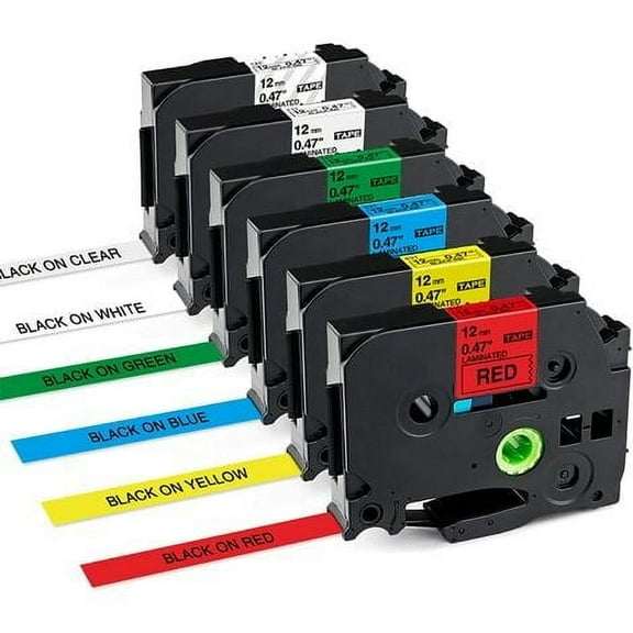 Compatible cassette tape for P-Touch TZE-231, TZE-131, TZE-431, TZE-531, TZE-631, TZE-731, TZE-TZ tapes, used for 12mm filling of P-Touch 1000 PT H100LB, H107, H110, E100, 1005, 1250 labeling machines