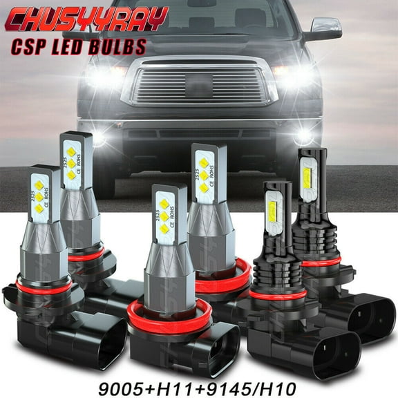 Compatible for 2006 2007 2008 2009 Toyota 4Runner LED High / Low Headlight + Fog Light Bulbs