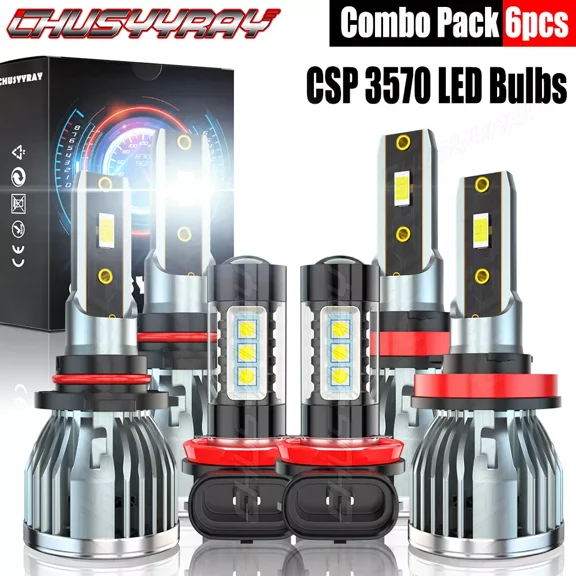Compatible for 2007-2014 Toyota Camry Combo LED Headlight High Low + Fog light bulbs Kit