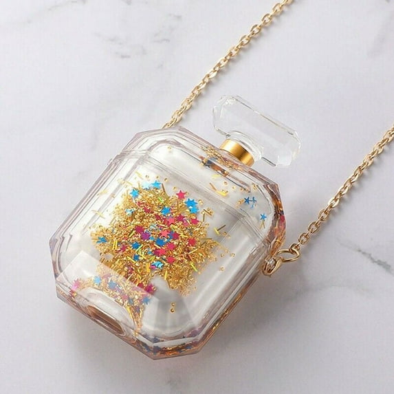 Compatible for AirPods Case with Strap Chain Cute QuickSand Cover Protective for Apple Airpod Case 2&1 Gold