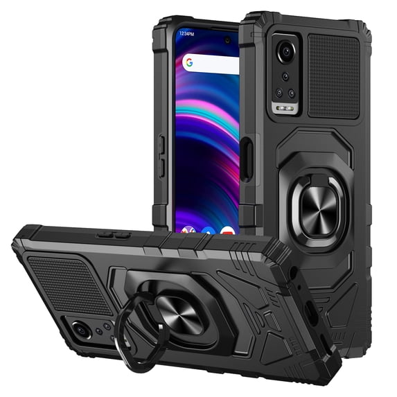 Compatible for BLU G91 Max Case with Magnetic Car Mount Friendly Hybrid Shockproof Protective Phone Cover with Kickstand - Black