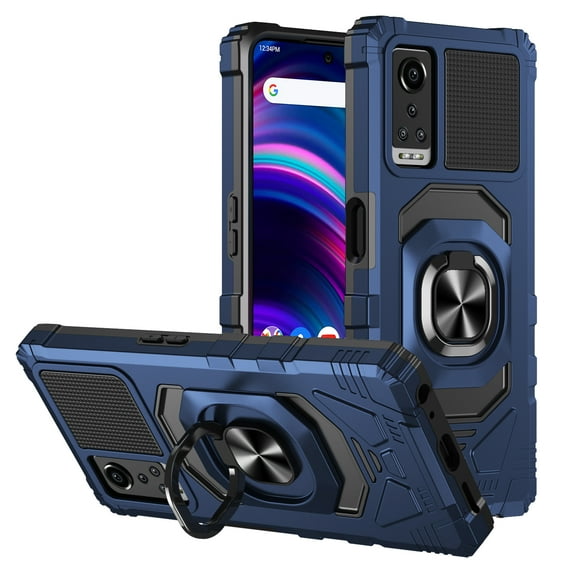 Compatible for BLU G91 Max Case with Magnetic Car Mount Friendly Hybrid Shockproof Protective Phone Cover with Kickstand - Blue