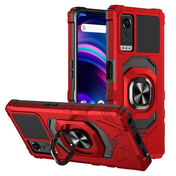 Compatible for BLU G91 Max Case with Magnetic Car Mount Friendly Hybrid Shockproof Protective Phone Cover with Kickstand - Red
