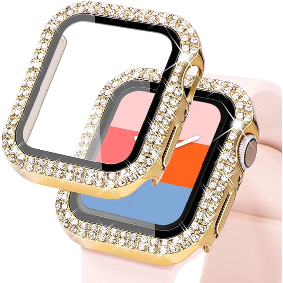 Compatible for Bling Apple Watch Protective Case with Built-in Screen Protector for Apple Watch 40mm iWatch Series SE SE2022 6 5 4 (40mm, Gold)