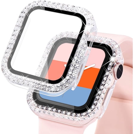Compatible for Bling Apple Watch Protective Case with Built-in Screen Protector for Apple Watch 44mm iWatch Series SE SE2022 6 5 4 (44mm, Clear)