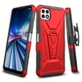 thumbnail image 1 of Compatible for Boost Celero 5G Case with Holster Belt Clip Hybrid Shockproof Protective Phone Cover with Kickstand - Red, 1 of 7