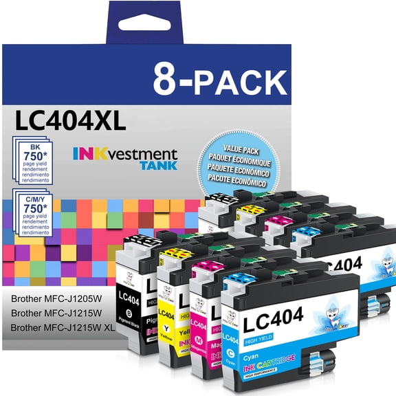 LC404 ink cartridge 8-Pack Compatible for Brother ink cartridges lc 404 for MFC-J1205W J1215W Printer