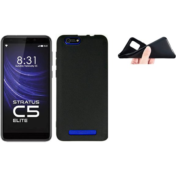 Compatible for Cloud Mobile Stratus C5 Elite TPU 1-Piece Cover Phone Case - Black
