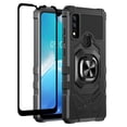 thumbnail image 1 of Compatible for Cricket Icon 4 Case w/Tempered Glass Screen Protector [Military Grade] Ring Car Mount Kickstand Shockproof Hard Phone Case - Black, 1 of 7
